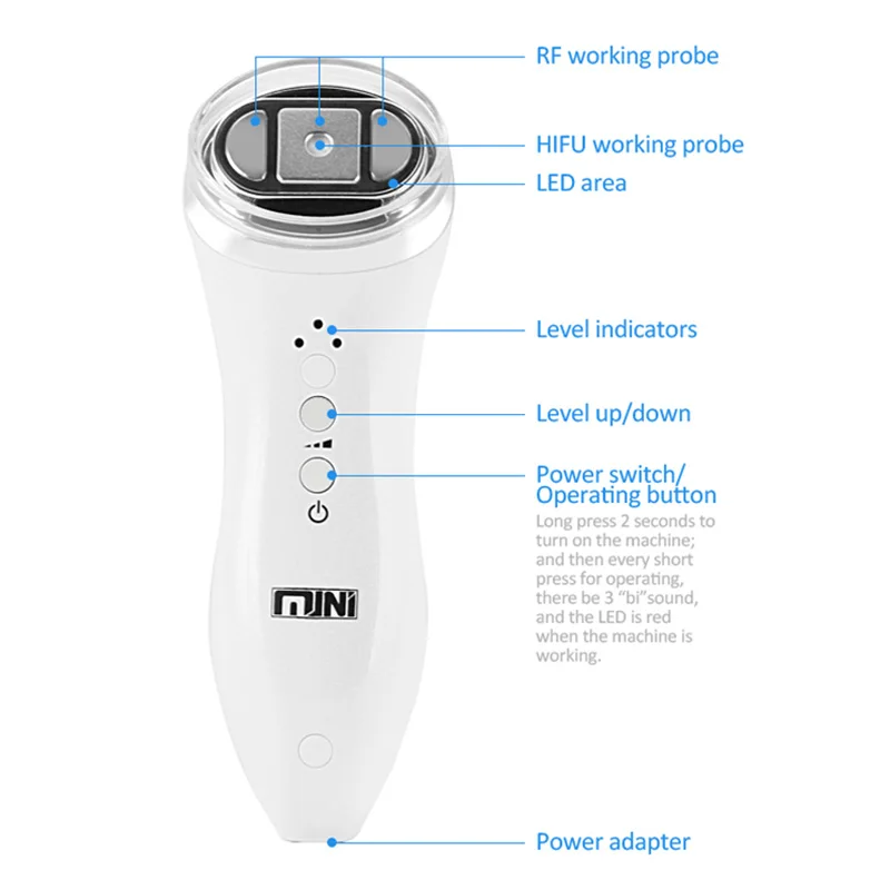Beauty Star HiFu Ultrasonic Bipolar RF Radio Frequency Lifting Face Skin Care Massager Mini Hifu Anti Wrinkle Tightening Device