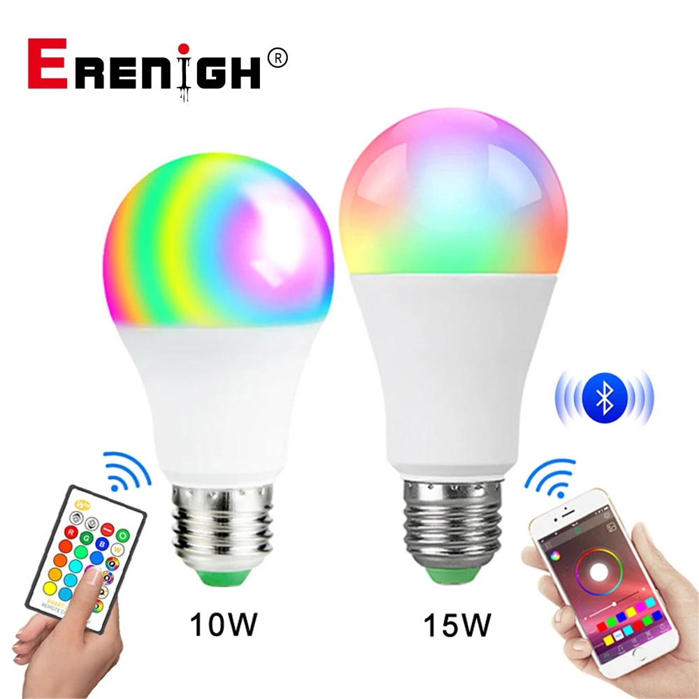 

E27 LED Lamp 15W Wifi Bluetooth APP Control RGB Smart Bulb 85-265V E27 10W RGBWW RGBW Light Bulb IR Remote Control Holiday Decor