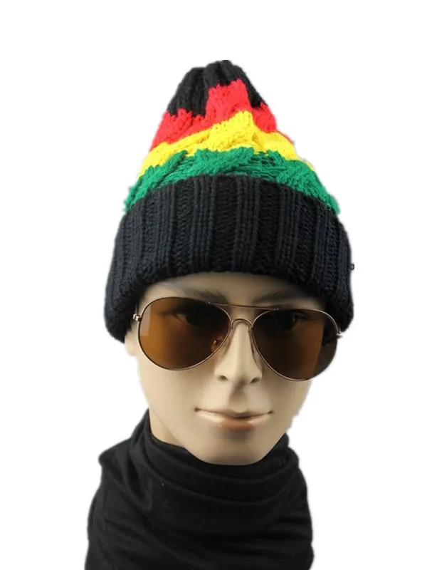 Bob Marley Jamaica Rasta Slouch Beanie шапка теплый берет зимняя шапка регги разноцветная полоса хип-хоп мешковатые