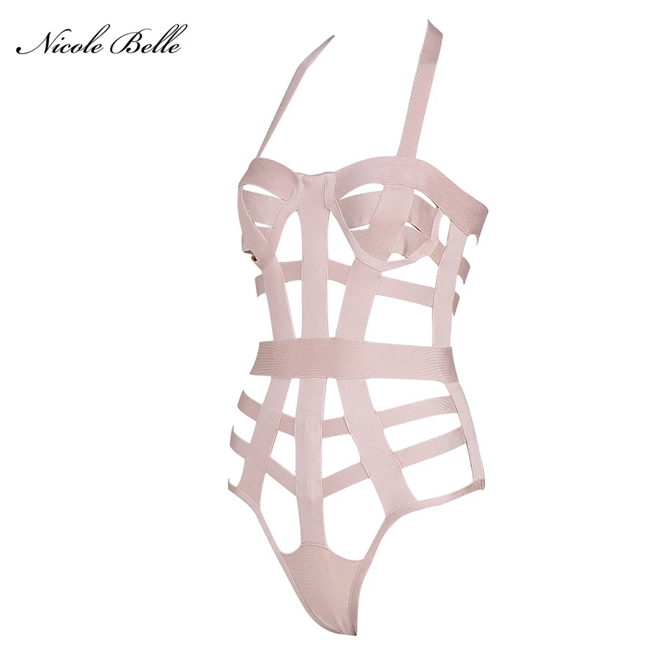 2017-New-summer-Women-Bandage-Bodysuits-sexy-nude-Bodycon-beachwear-hollow-out-halter-solid-Apricot-playsuit (1)