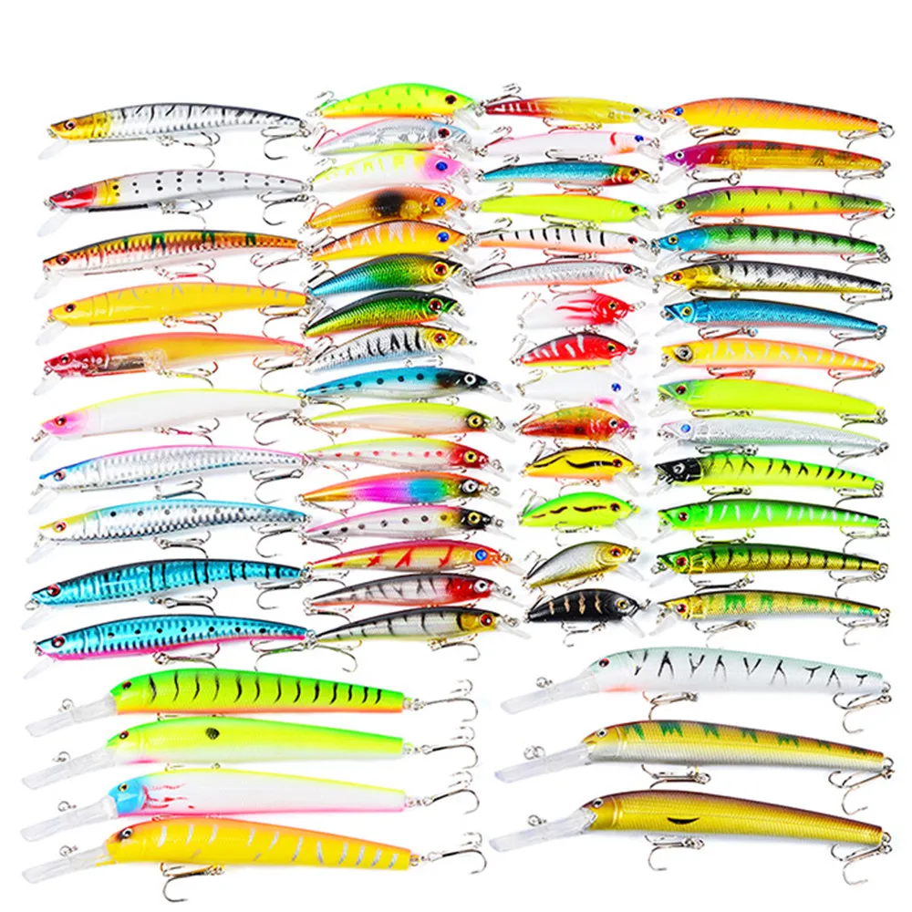60pcs ABS Plastic Classic Fishing Lures Hard Bait Set Fishing