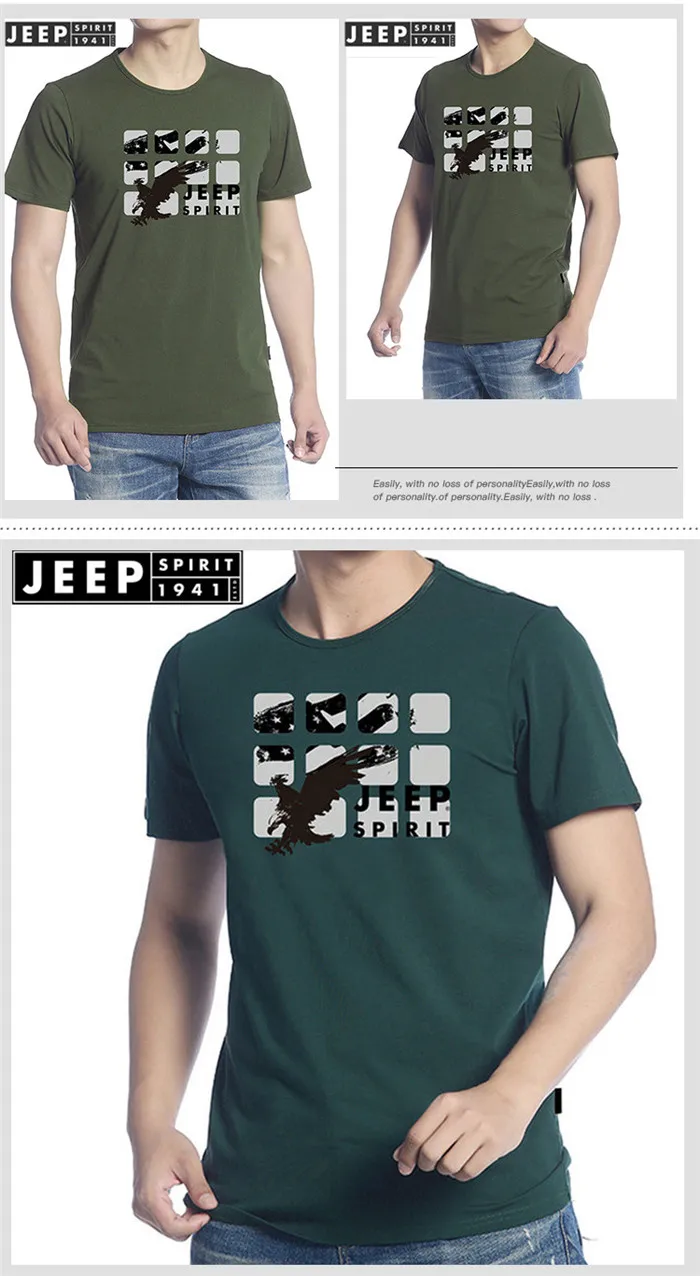 Футболка JEEP SPIRIT мужская летняя футболка с круглым вырезом homme однотонная Повседневная Свободная Мужская футболка Военная футболка Camisetas hombre