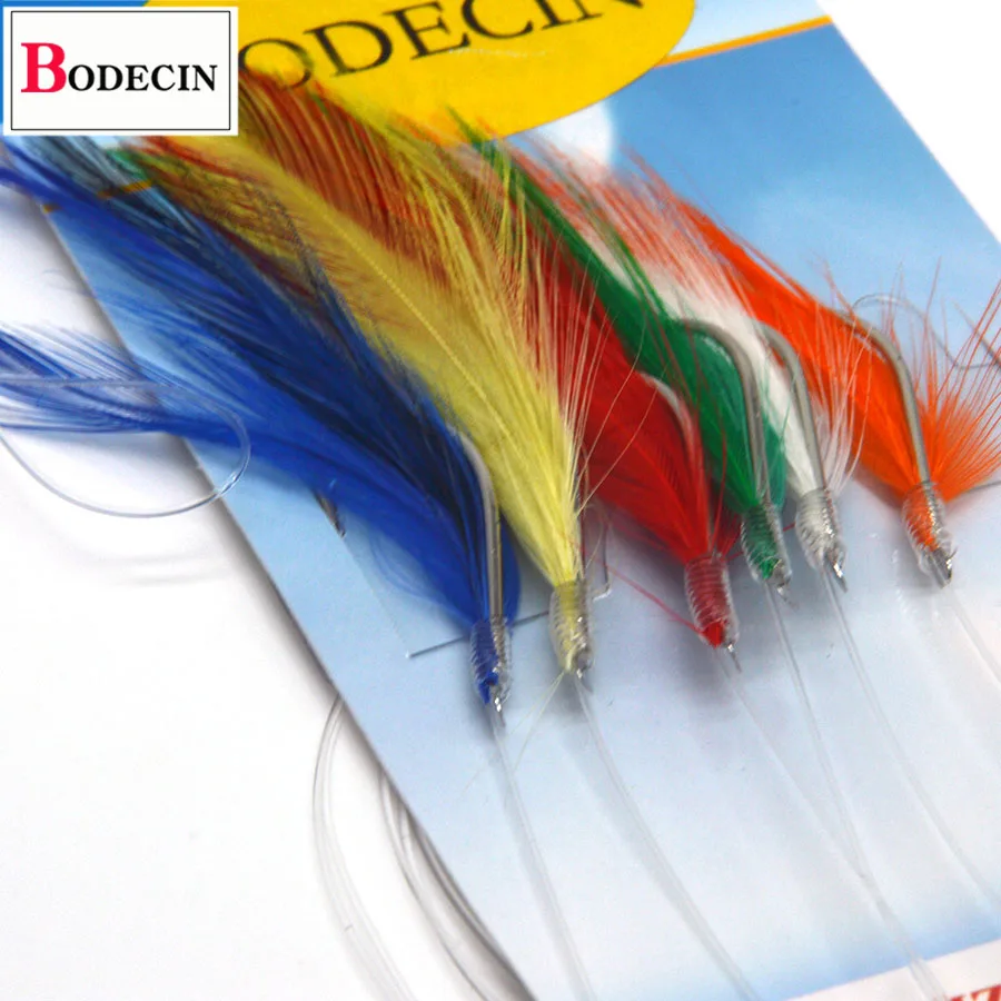 Sea Sabiki Rigs Jigging Fishing Hook Bait 3 Baglot Flash Rig Peche Sabiki Fish Skin Feather Head Tinsel Tube Lure For Herring (8)