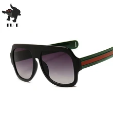FU E Fashion sunglasses Women Brand Designer Retro Large Square sunglasses Men Glasses Tricolor stripe sunglasses UV400