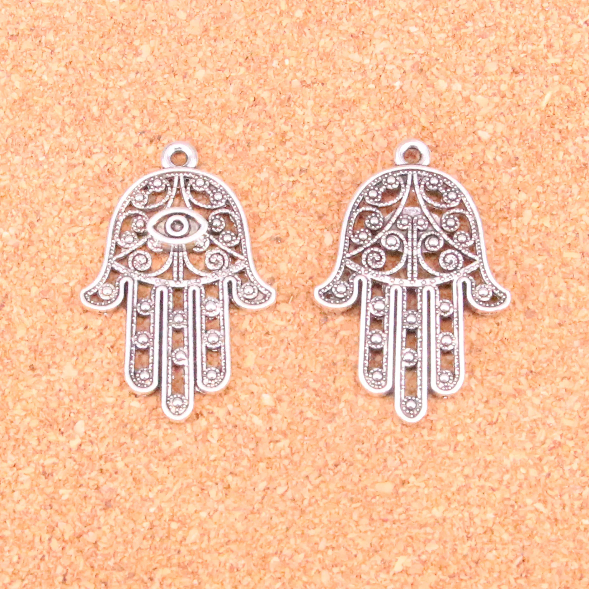 6 pcs Antique Sliver eye hamsa palm protection Charms Fit Bracelets
