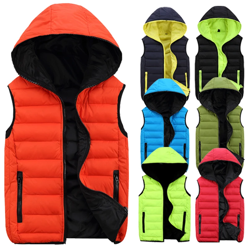 

2018 New Spring Autumn Sleeveless Jacket for Men Fashion Warm Hooded Male Winter Vest Light Plus Size Mens Work Vests Waistcoat