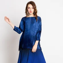 MIYAKE, футболка с рисунком морщин, дизайнерская, модная, необычная, свободная, тонкая и универсальная, со складками, футболка