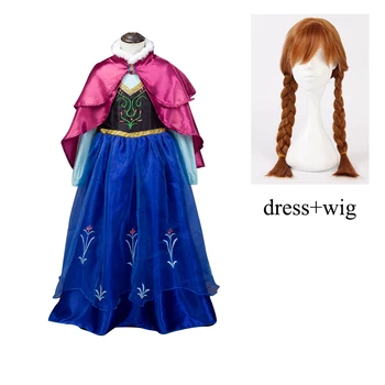 

Girl Kids Princess Anna long dress Christmas Elsa Anna Party Dress Vestidos infants Cosplay Costumes fantasia Dress with capa