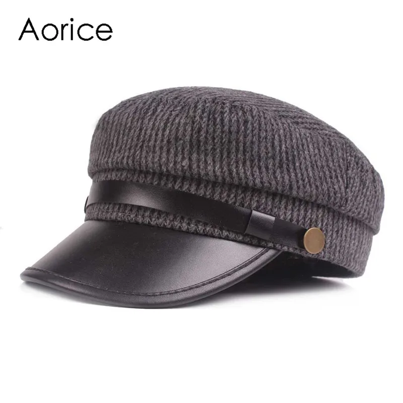 Aorice CF91117 новый шерстяной берет женский восьмиугольная кепки осень и зима прилив дикий повседневное в полоску шапка с козырьком мужской