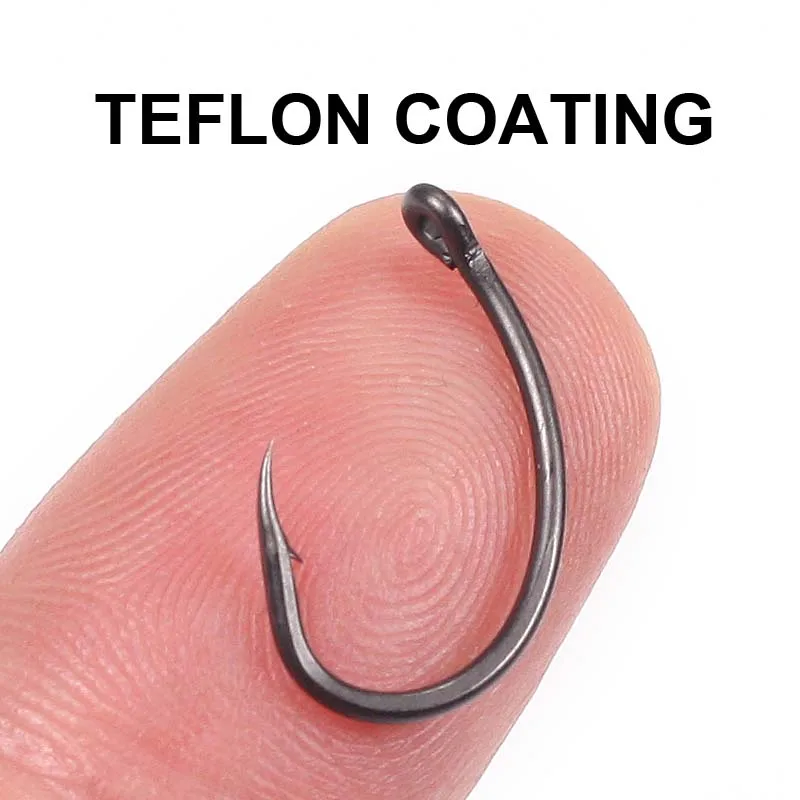 

Haiwee 20pcs Teflon Coating High Carbon Steel Matte Black with Micro Barb Size Hook carp fishing YN hooks made in japan