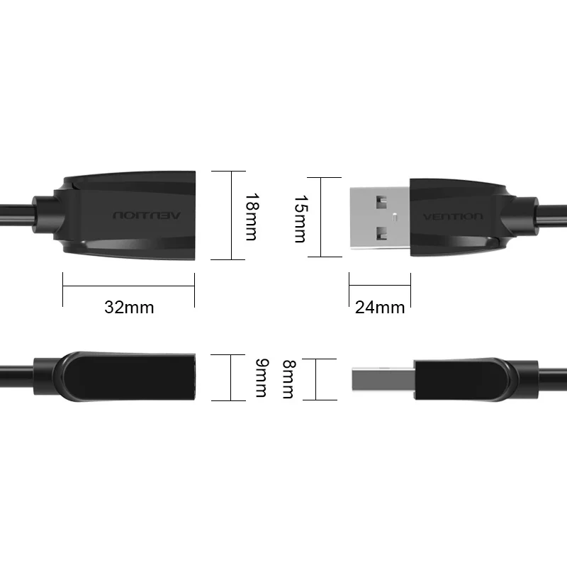 Vention USB 2,0 Удлинительный кабель «Папа-мама» USB кабель Удлинительный USB кабель 1 м 1,5 м 2 м 3 м удлинитель шнура для ПК ноутбука HD