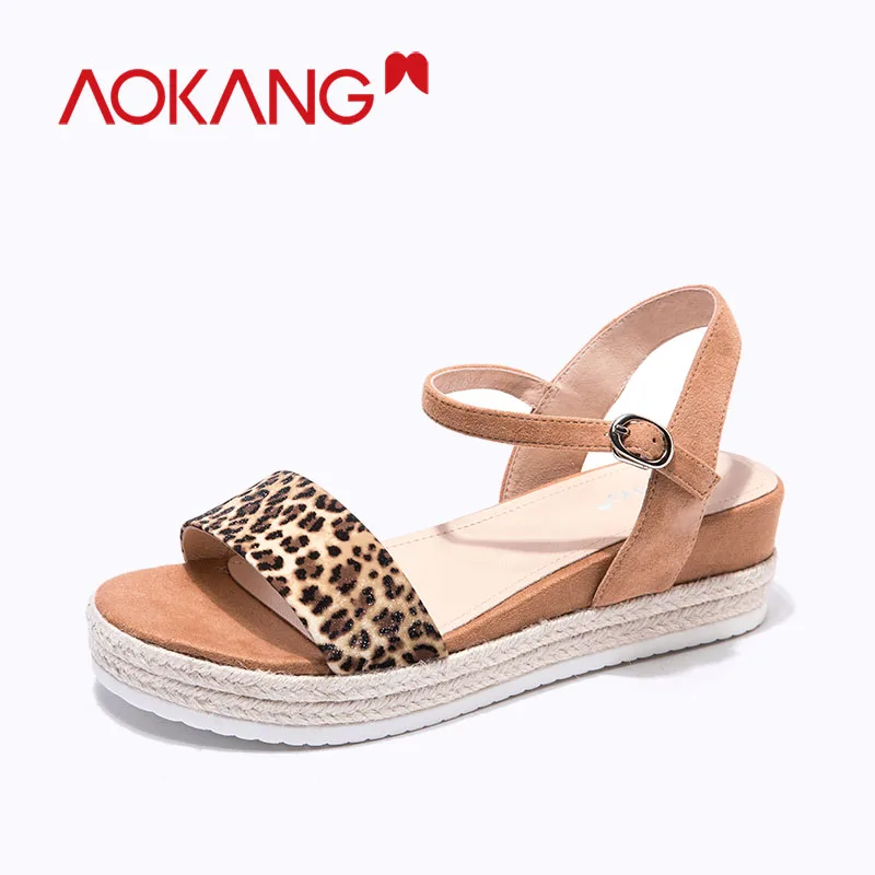 

AOKANG Wedges Shoes For Women Sandals Plus Size High Heels Summer Shoes 2019 Flip Flop open toe Chaussures Femme Platform Sandal