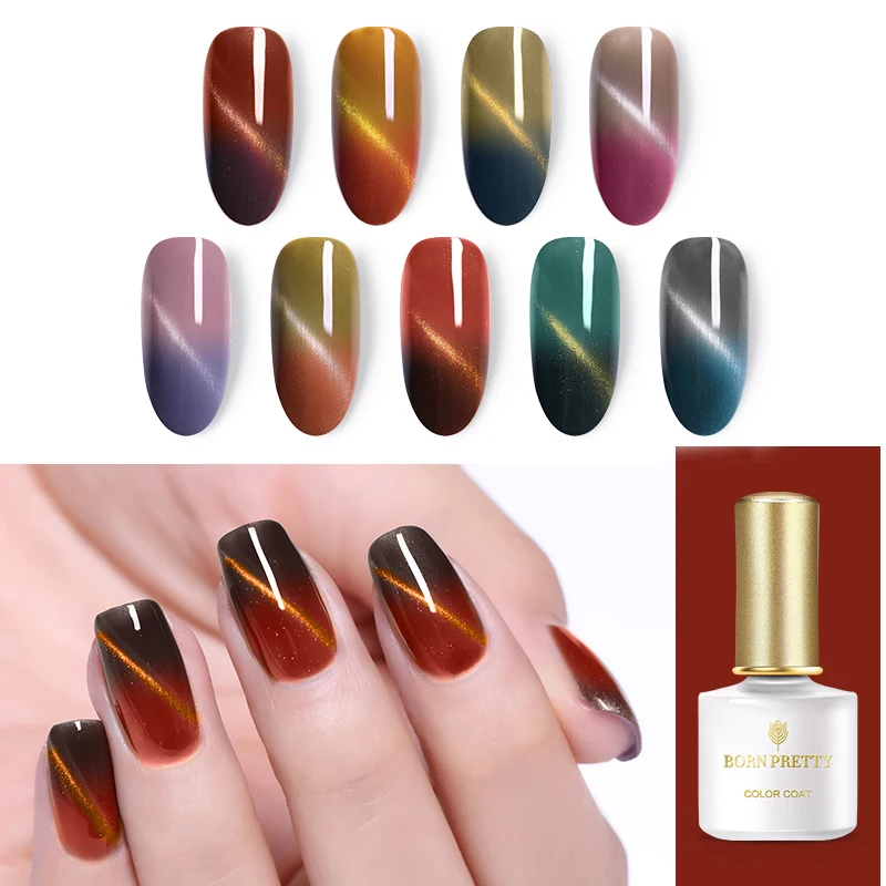 

BORN PRETTY Thermal Cat Eye Polish 6ml Temperature Color Changing Magnetic Nail Gel Soak Off Nail Art Gel Varnish Lacquer