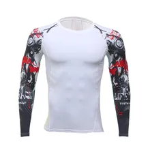 Men spend arm long-sleeved exercise 3 d printing toned skin tight hot compression shirt long sleeve T-shirt men join MMA exercis