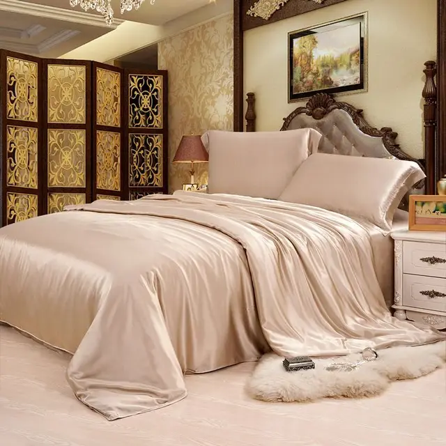 Free Shipping High quality mulberry silk duvet cover solid color