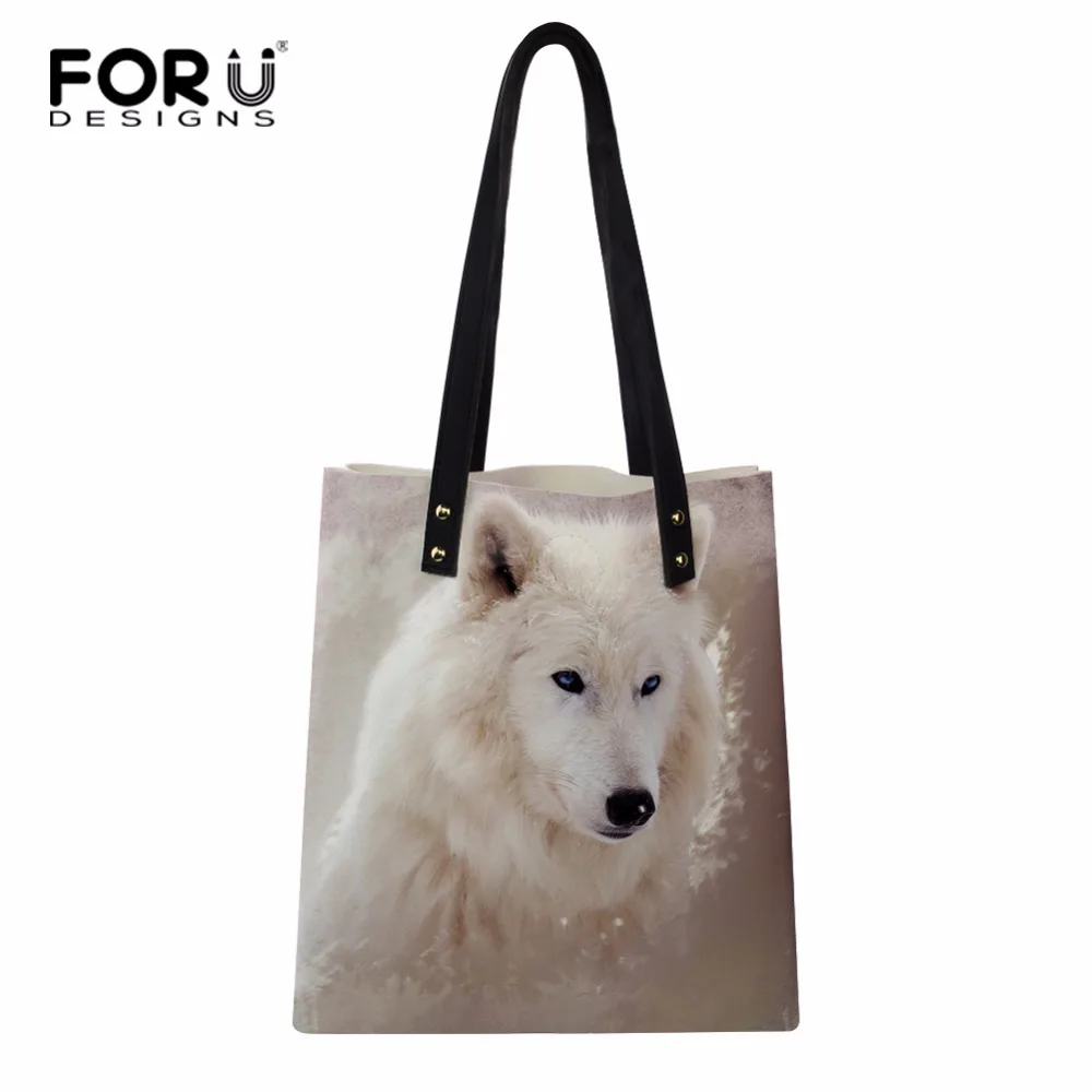 Buy FORUDESIGNS White Wolf Pattern Handbags Women