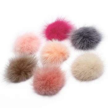

6pcs/lot 5cm Mink Fur Half Ball Fur Pompom DIY Jewelry Findings Mink Half Ball for shoes Jewelry Cloth Making Craft