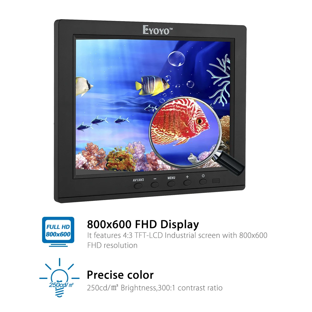 Eyoyo s801h86 мини 8 "дюймов IPS ЖК-дисплей Цвет 800x600 Мониторы HDML BNC AV VGA для видеонаблюдения DVR FPV-системы VCD безопасности Камера