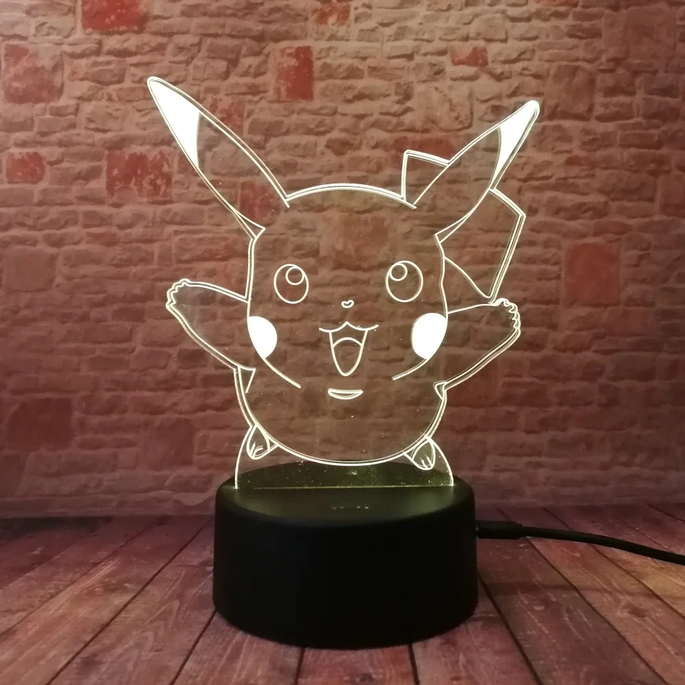 Покебол PIKACHU Bulbasaur Bay Role 3D RGB лампа Pokemon Go экшн-фигурка визуальная Иллюзия светодиодный Праздничный Рождественский подарок Ночной светильник