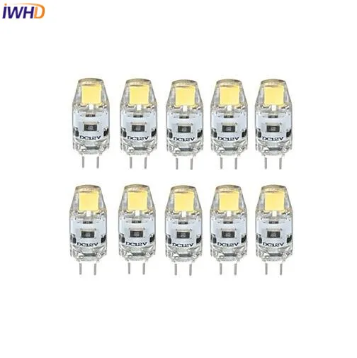 IWHD 10 шт./лот LED G4 12V лампа COB 1W 2700K ~ 6500K Двухштырьковые лампы кукурузные огни крышка