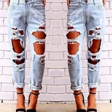 Sexy Fashion font b Women b font Destroyed Ripped Distressed Slim Denim Pants Boyfriend Softtener Straight