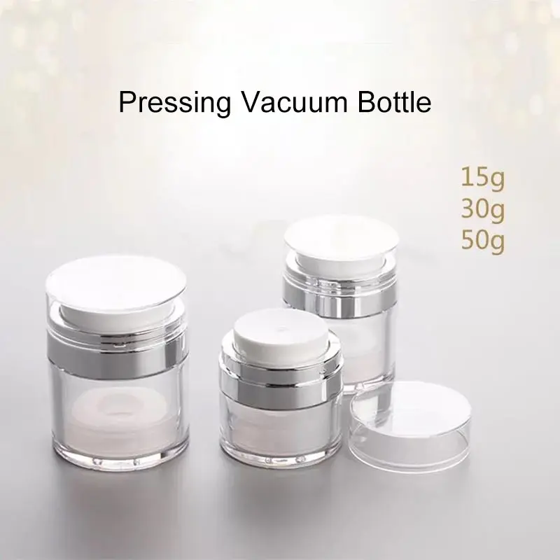 

1pc 15g 30g 50g Cosmetic Jar Empty Acrylic Cream Cans,Vacuum Bottle,Press Cream Jar,Sample Vials,Airless Cosmetic Container HB