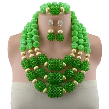 

2018 Bridal Gift Nigerian Wedding Fashion African Beads Jewelry Set Wholesale Dubai Gold Color Jewelry Set Costume Design
