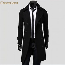 Зимний мужской тонкий стильный Толстый плащ двубортный длинный ветровка шерстяной тонкий пиджак