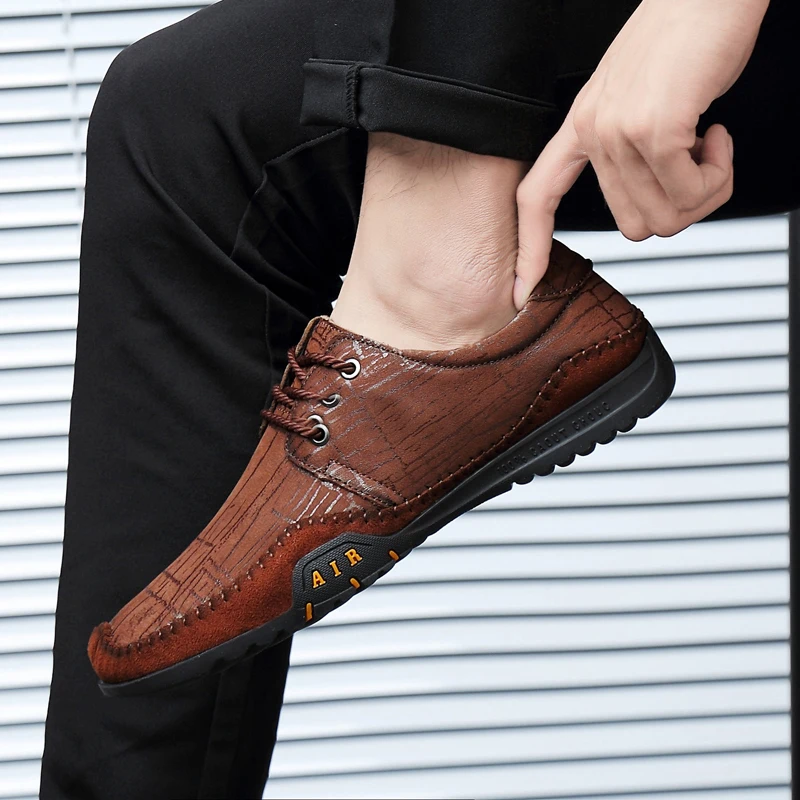 

Men genuine Leather Dress Shoes fashion summer autumn breathable outdoor Business Formal Men Office Lace-up Oxford Shoes Men L5