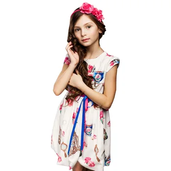 

ChildDkivy 2-8 Years Kids Princess Dress for Toddler Girls Baby Girls Dresses Summer 2018 Children Print Party Costumes