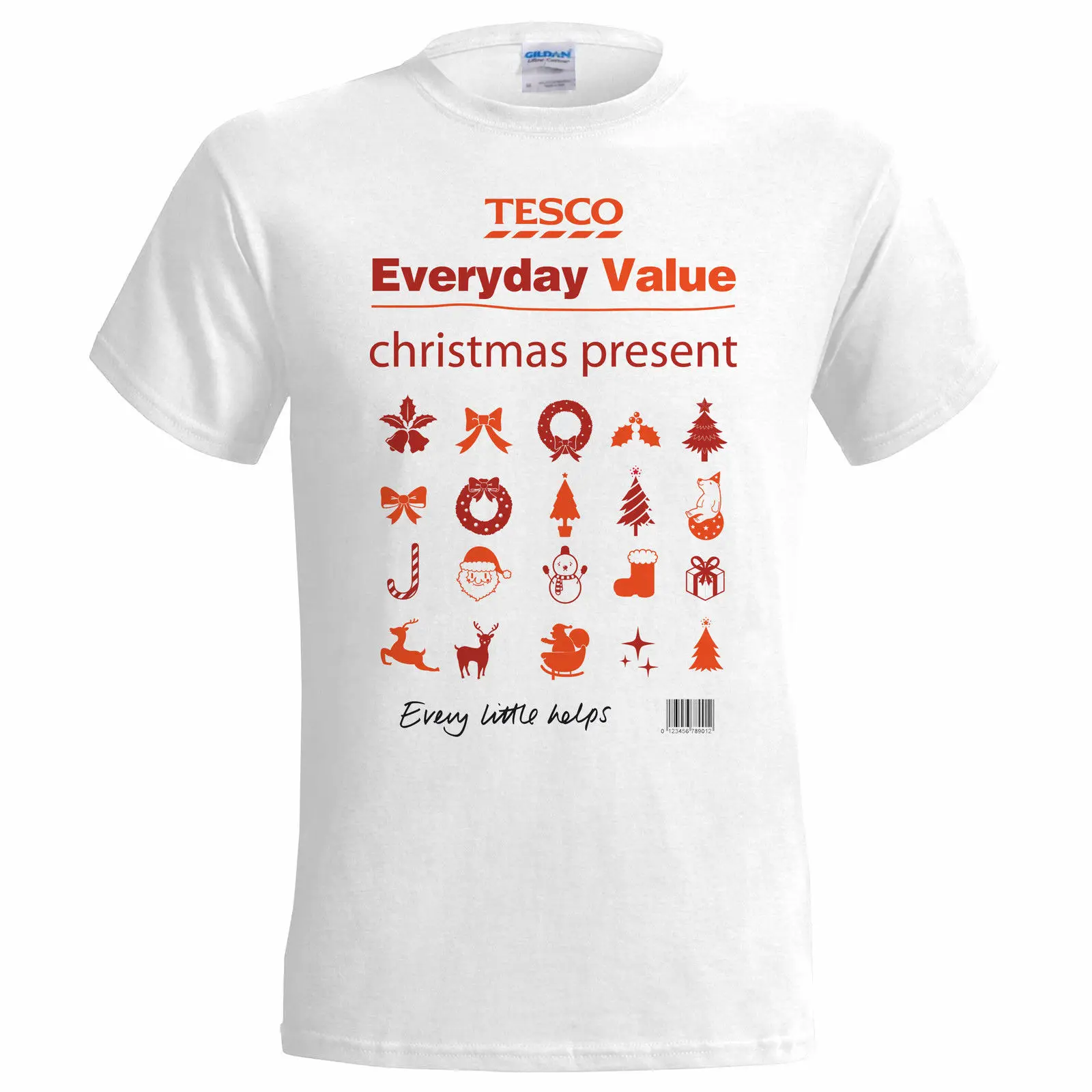Tesco Value Xmas Present Christmas Funny Mens T Shirt Santa Snowman