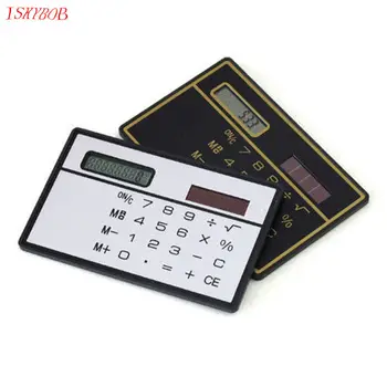 

Mini Slim Credit Card Solar Power Pocket Basic 8-Digit Calculator Device Color Random Solar Mini Calculator Magnifier Office