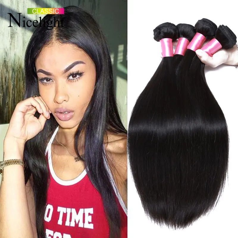 7a Unprocessed 4 Bunldes Virgin Chinese Hair Straight Weave