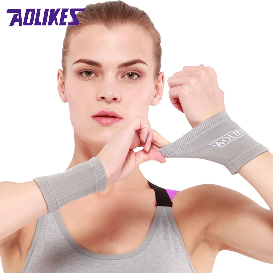 Aolikes 1Pair Sports Wrist Band Wrist Support Brace Sweatband Guard Sport Tennis Squash Badminton GYM Hand Wristband Protector