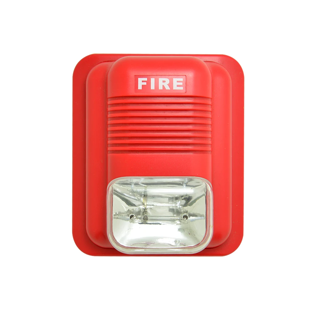 Controle de Alarme de Incêndio Strobe com Fio Botão de Alarme de Proteção de Segurança Flash de 12 Sirene Uso Interno 110db 4 Pcs v 24