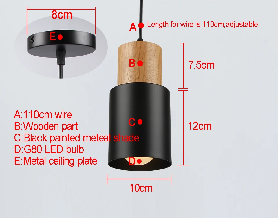 E27 креативный простой деревянный подвесной светильник Led черный/белый подвесной светильник металлический кухонный Бар Отель Лампа для спальни Suspendu [D7567]