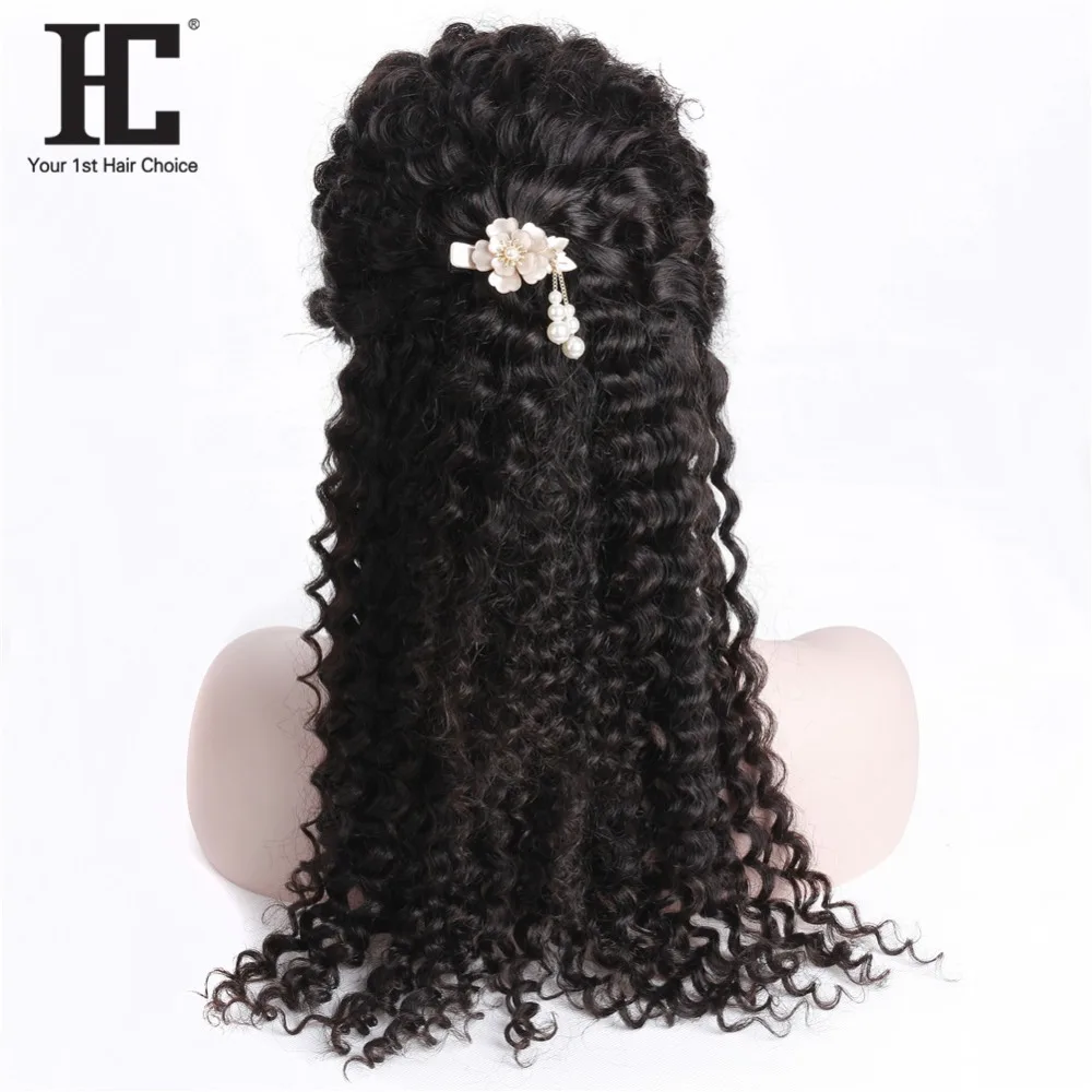 HC глубокая волна 360 Синтетические волосы на кружеве парик предварительно сорвал Малайзии человеческих волос парики для Для женщин