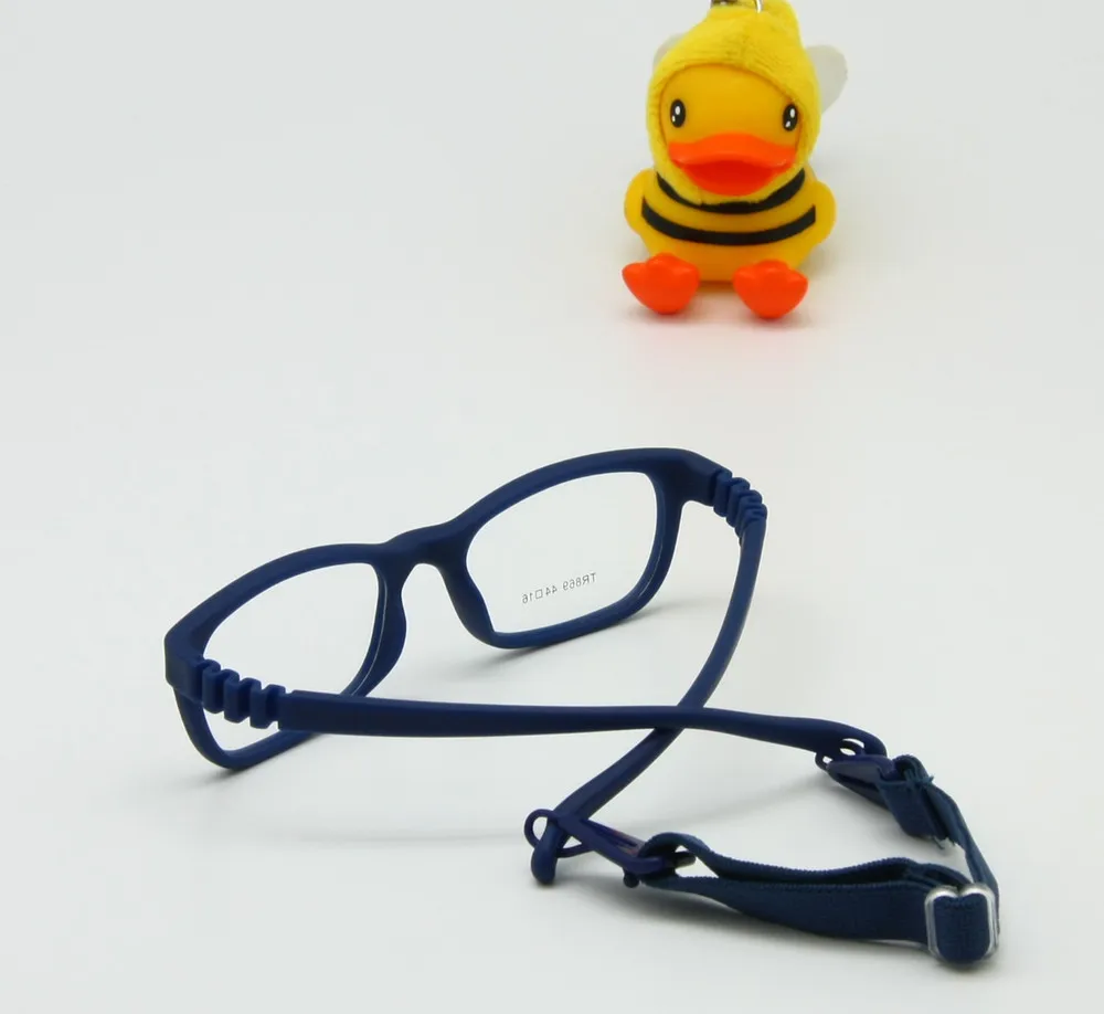 Рамка для детских очков с ремешком Размер 44/16 цельный без винта От 3 до 5 лет, гибкие оптические детские очки для мальчиков и девочек - Цвет линз: navy