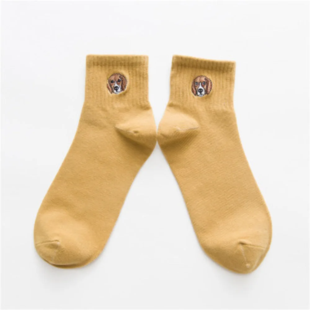 Женские носки хлопковые для девочек с вышивкой в виде животных, теплые носки на осень и зиму, удобные и дышащие