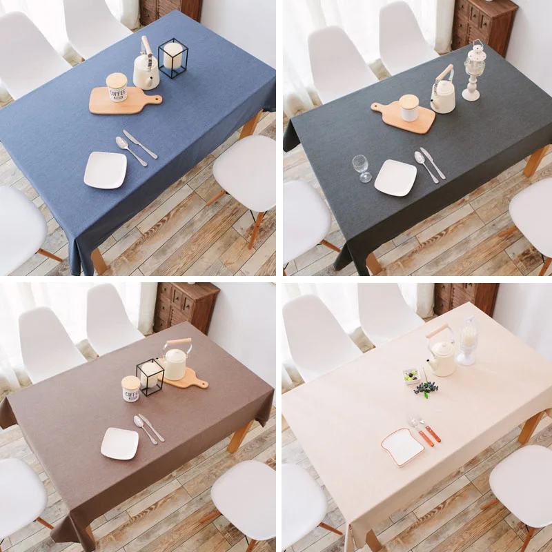 

Plain Simple Style Elegant Cotton Linen Table Cloth Rectangular Party Banquet Outdoor Tablecloth Solid Color Table Cover Overlay