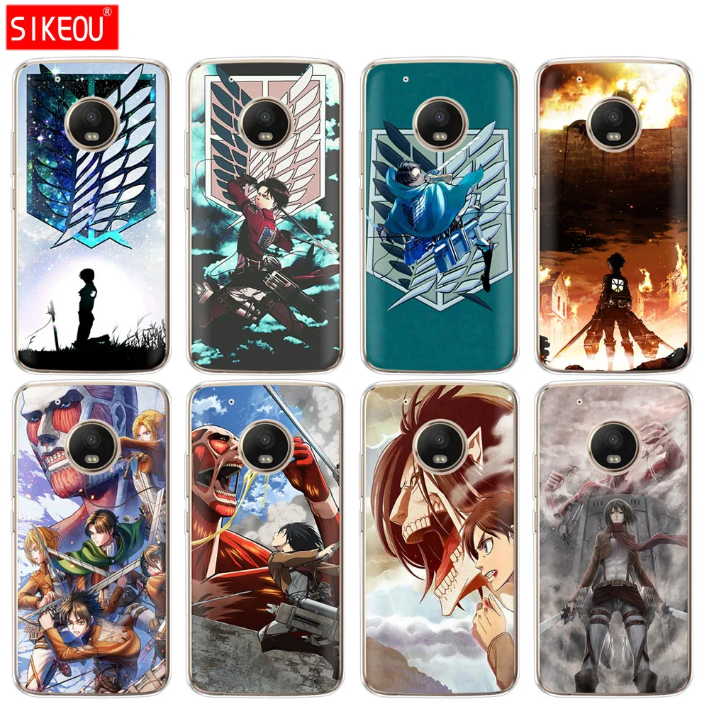 

silicone case phone cover For Motorola Moto G6 G5 G5S Z2 Z3 PLAY PLUS X4 E4 E5 C Anime Japanese attack on Titan