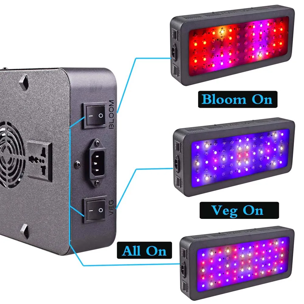 Двойной переключатель светодиодный свет для выращивания 600 Вт 900 Вт 1200 Вт полный спектр для домашняя игровая палатка растения с/х Светодиодная лампа для выращивания овощей, цветущих растений режим фитолампа