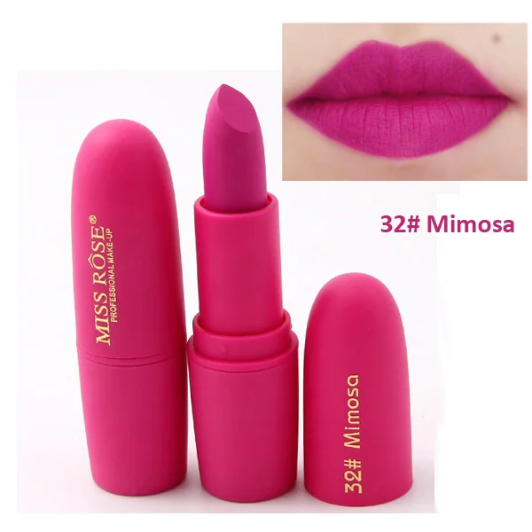 Missrose Новая мода Цвет Красота красный Средства ухода за губами Батон бархат Matte Lip stick Водонепроницаемый Макияж пигмент коричневый Nude Matte Губная помада - Цвет: 32 Mimosa