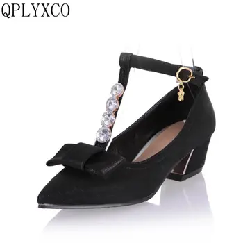 

QPLYXCO 2017 New fashion big small size 31-48 4 Clour Pumps shoes Women high heels party wedding High-quality shoes 119