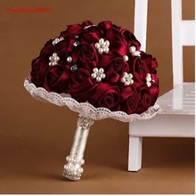 Свадебные цветы красное вино синее Королевское для подружки невесты Свадебные букеты Искусственные розы свадебный букет