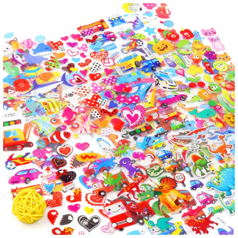 10 pcs 3D Stickers Toys Cartoon Children Stickers Emoji Sheets Cute Pet PVC Scrapbook Gifts For Kids