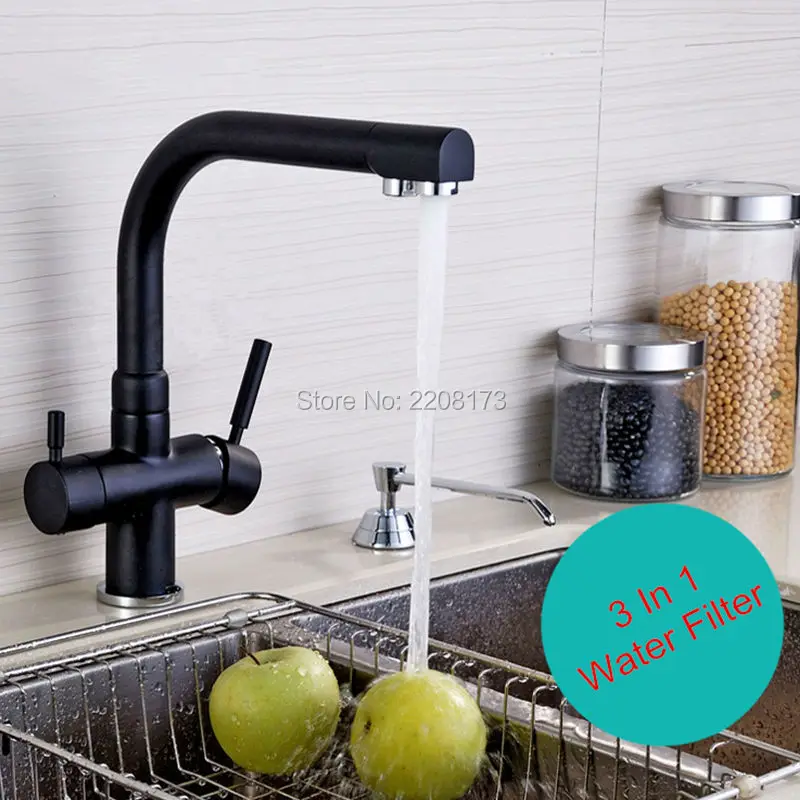 Hot Sale Brass Tri Flow Ro Water Kitchen Faucet 3 Way Double Function Filler Kitchen Faucet Three Way Tap For Water Filter Mixer