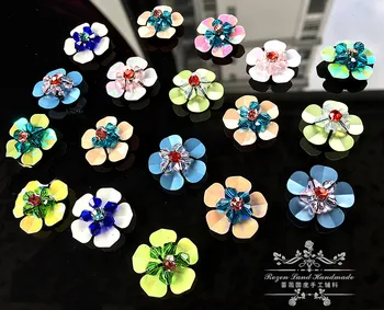 

2cm Macarons color 3D bling-bling Sequins beaded patch handmade small flower applique Accessories for DIY dress shoes coat 03