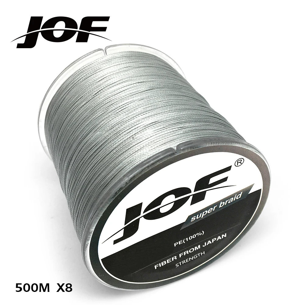 JOF 100 м 150 300 500 1000 PE плетеная леска 8 нитей прочная серая vissen для ловли карпа в