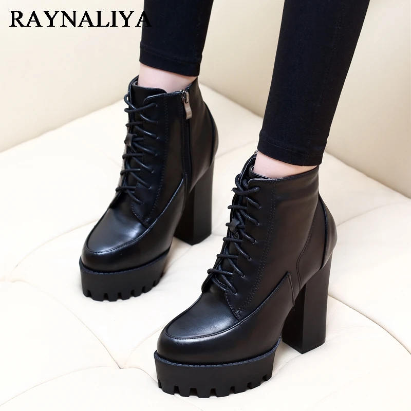 Della Delle a0002 Stivali Da Nero up Modo Scarpe Il Inverno Autunno Nera Pelle Ch Caviglia Donna Solido Lace Alta Di Donne Genuino Qualità Nuovo qwxFYI8q